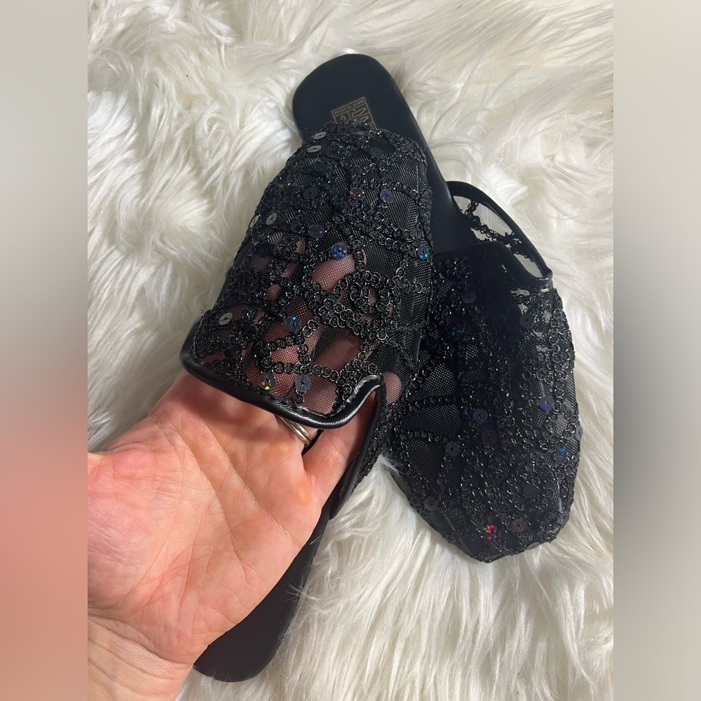 Elegant Black Sequin Mules - Picture 2 of 6